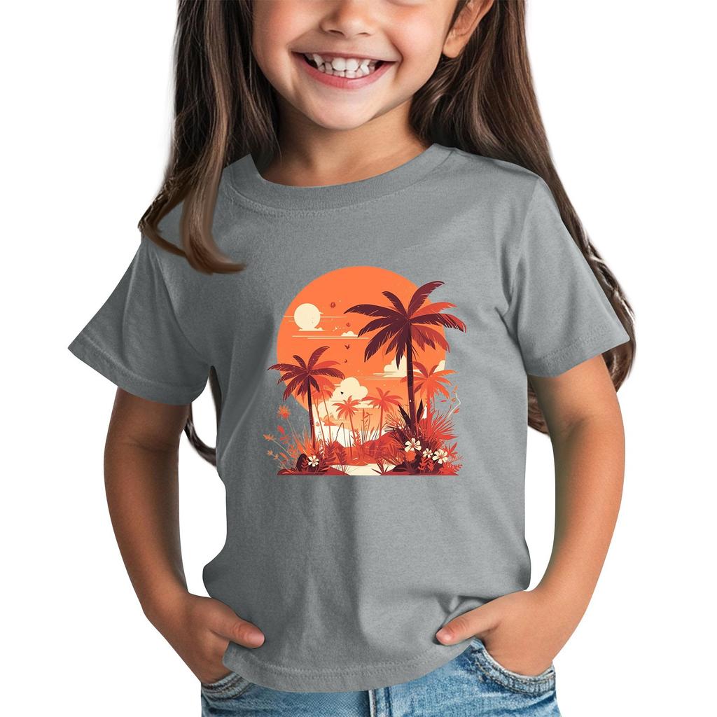 Småbarn Jente Gutt T-skjorter Barn Topp Gutter og Jenter Trykt kortermet T-skjorte