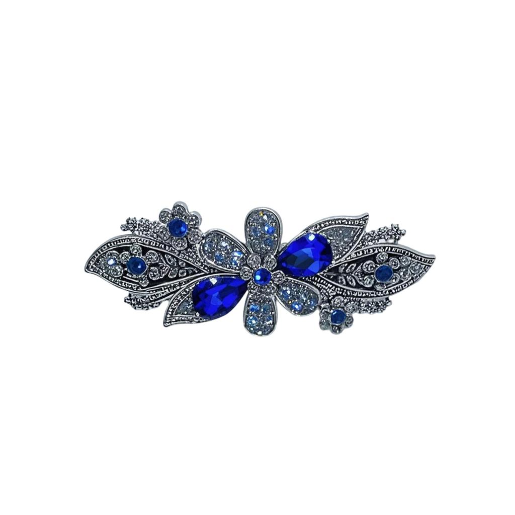 Diamante Hair Clips for Women Blue Crystal Floral Hair Accessories for Bridal Occasions and Special Events