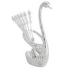 Stainless Steel Spoon Tableware Kit with Zinc Alloy Swan Shape Holder Storage OrganizerSilver