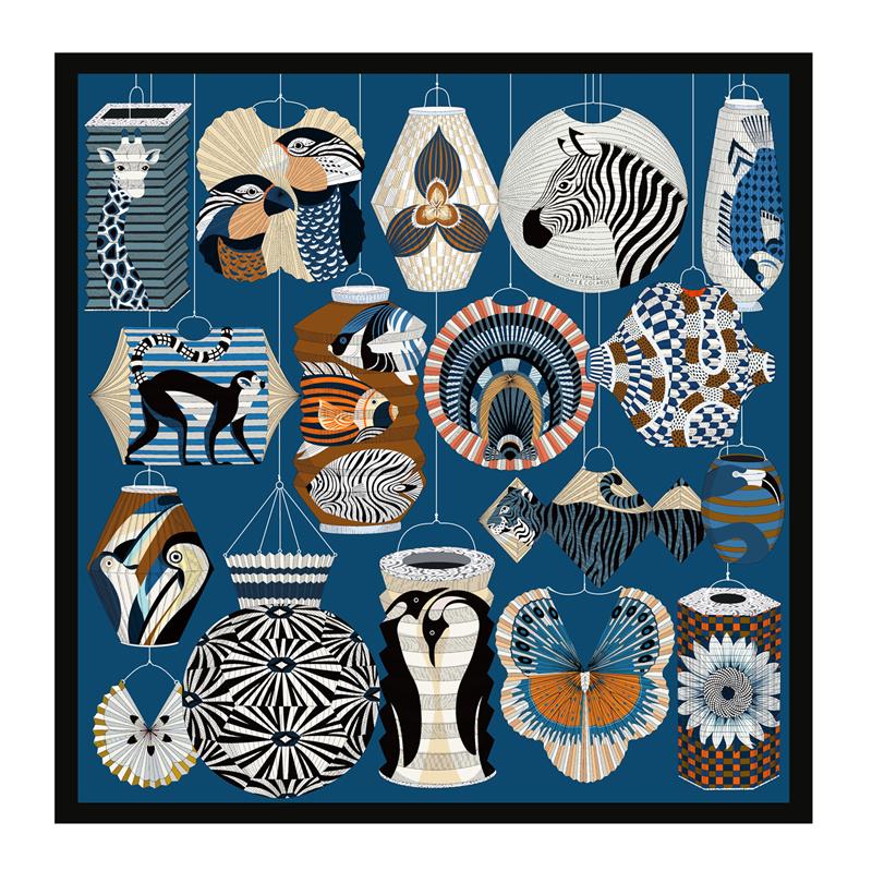 POBING Twill Silk Scarf Women Euro Horse Print Square Scarves Echarpes Foulards Femme Wraps Bandana Lxury Hijab