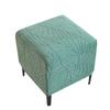 Square Ottoman Stool Cover Jacquard Elastic Footrest Slipcovers All Inclusive Stretch Footstool Dust Covers Solid Color Bedroom