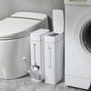 1Pc Plastic Trash Can With Toilet Brush Press Garbage Can With Built In Toilet Brush Holder Durable Space Saving For Bathroom