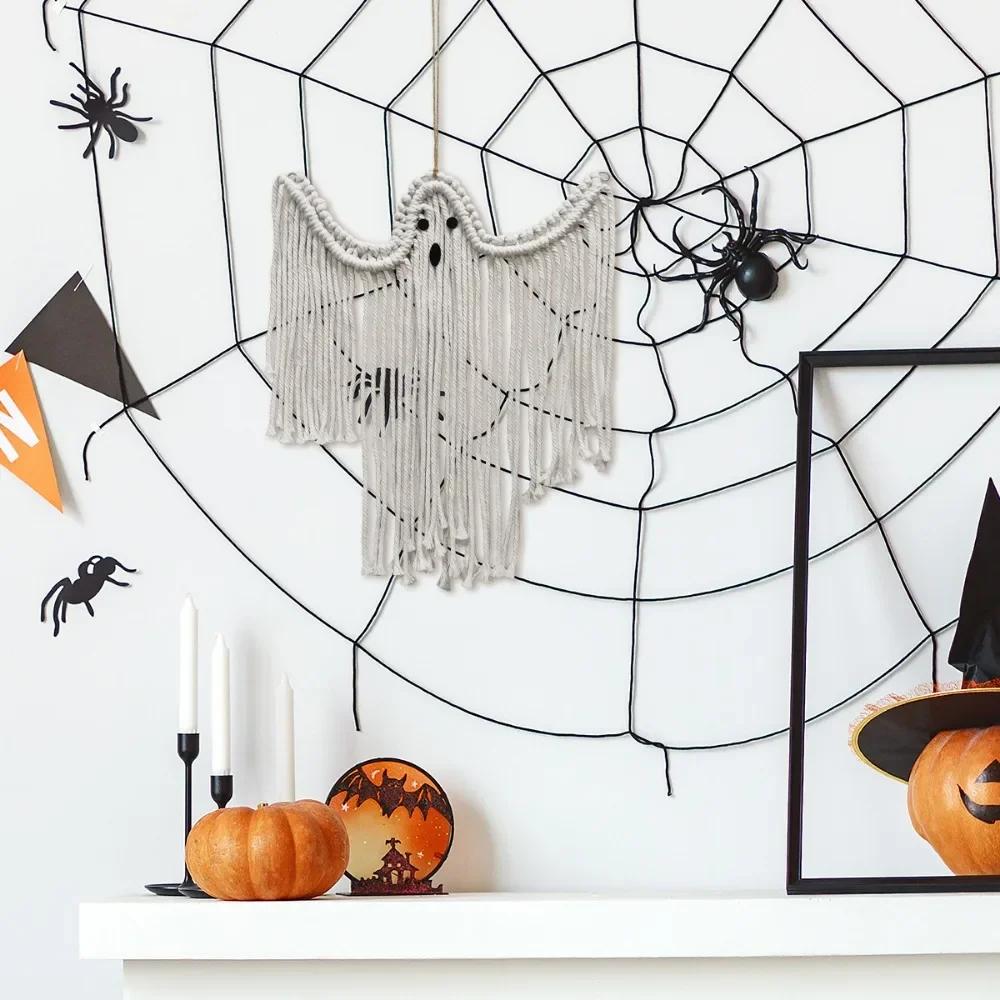 New Style Halloween Decoration Hanging Ornament,Handmade Woven White Ghost Wall Hanging,Decorations for Festival Scene