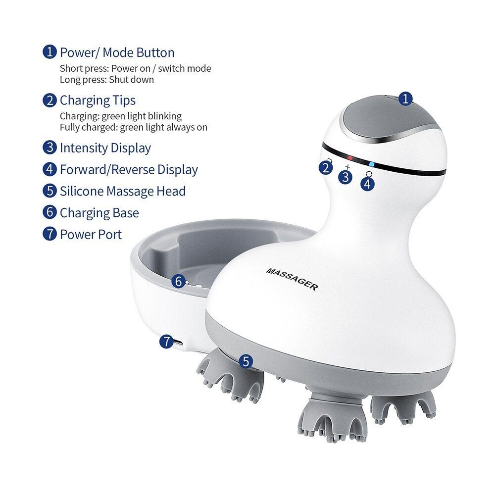 Wireless Scalp Massage Portable Handheld Head Massager Waterproof Body Massage 3D Promote Hair Growth Deep Tissue Kneading