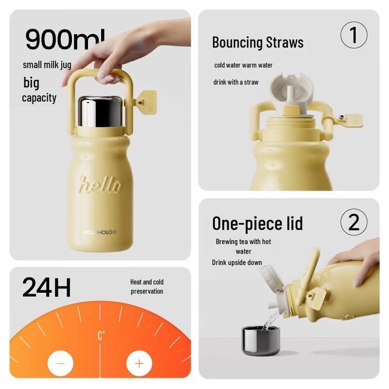 HOLOHOLO 900ml 316 Stainless Steel Insulated Water Bottle