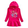 2026 Spring/Autumn Ruffle Rainbow Cartoon Girls' Long Sleeve Hooded Sweatshirt Dress