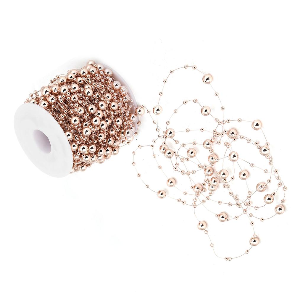 30M Roségold ABS Imitationsperlen Schnur Perlenkette für DIY Bastelgirlande Hochzeitsmittelstücke