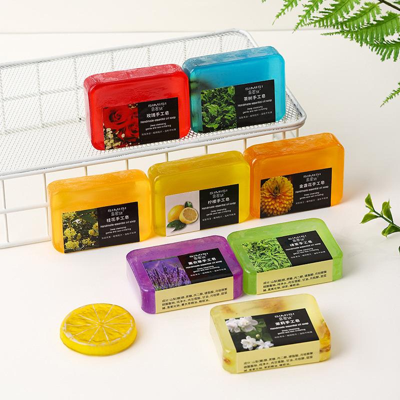Handmade Flower Scented Soap with Rose, Jasmine, Osmanthus and Lavender 80G for Cleaning and Moisturizing