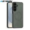 KEYSION Retro PU Leather Case for MagSafe for Samsung Galaxy S22 S23 S24 Ultra 5G S23+ S24 FE Magnetic Shockproof Phone Cover
