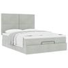 Ottoman Bed with Mattress In Light Grey 140 X 190 Cm Velvet