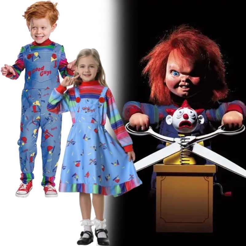 Halloween Chucky Costume For Kids With Polyester Fabric And Spooky Clown Design For Stage Performance