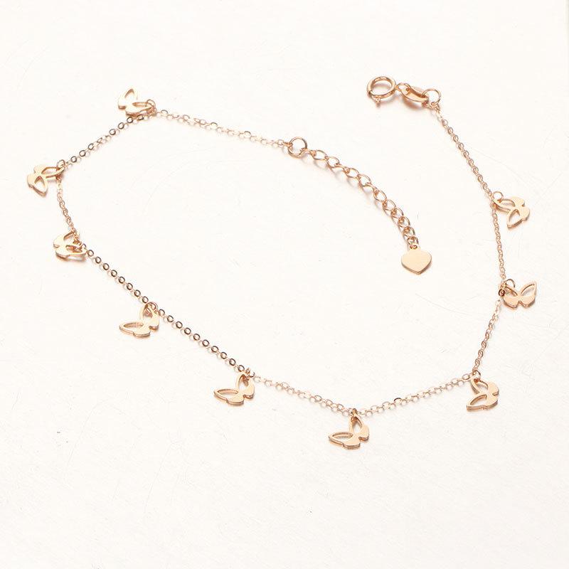Rose Gold-Plated Purple Gold Transfer Beads, Smooth Peach Heart Color Gold Bracelet, Simple And Fashionable Women