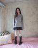 Phased Ribbon Shirred Knit Skirt_Gray