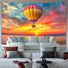 Vibrant Sunset Hot Air Balloon Wall Tapestry - Polyester Art Decor for Living Room, Bedroom, Office, or Party - Aerial View of