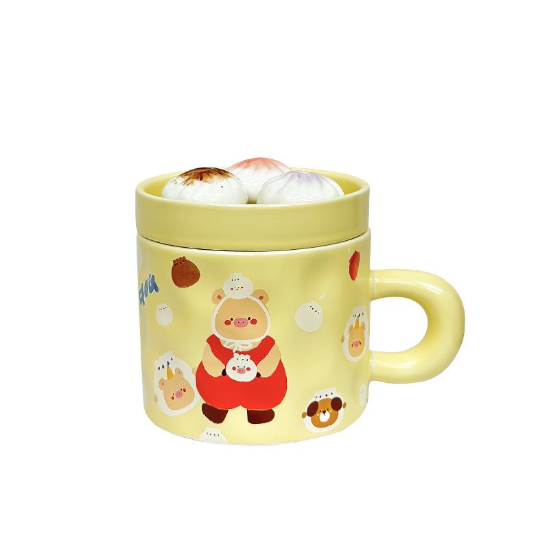 

Funny Cups of Coffee Ceramic Mug With Lid Original Breakfast Cups Cute Mugs Personalized Gift Cup for Tea Drinkware Christmas 320ML