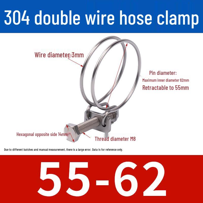 Doppeldraht-Schlauchschelle aus Edelstahl für Feuer-, Wasser-, Gasleitungen - Verdickt