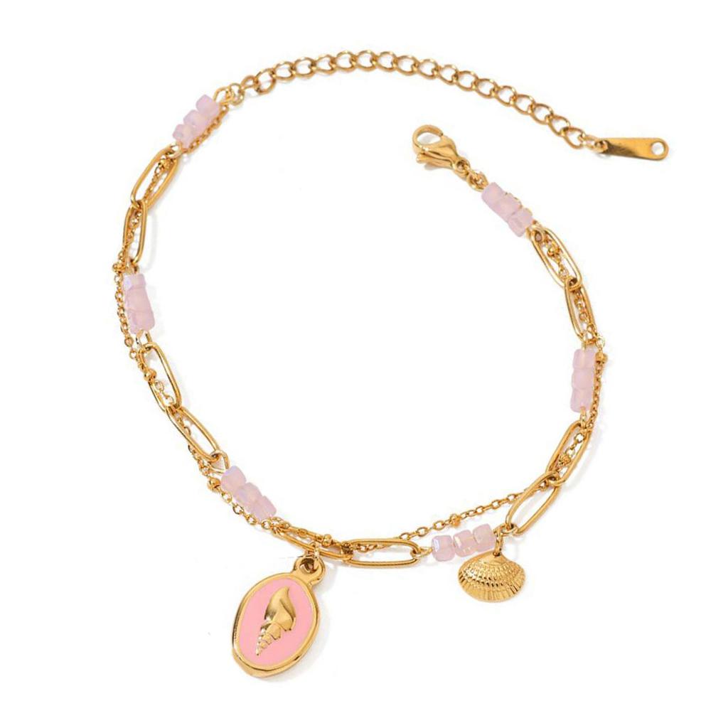 Modern Coastal Starfish Shell Bead Chain Bracelet Adjustable Design Wristband Stainless Steel Jewelry Present