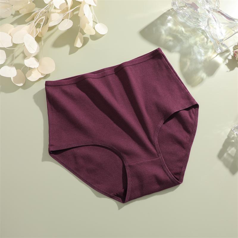 FINETOO Cotton Plus size Underwear Women's Striped High Waist Panties Sexy Elastic belt Breathable Brief 14 Colors Soft Lingerie