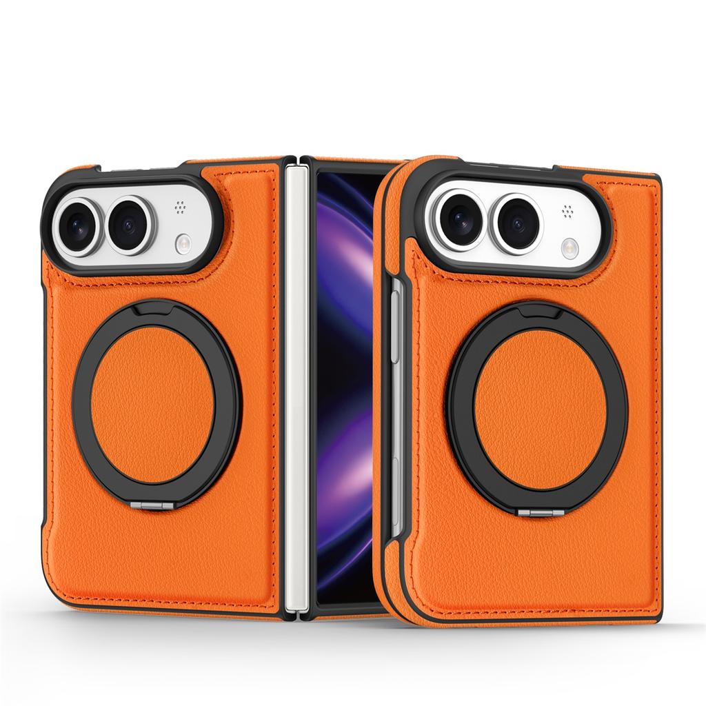 For Magsafe For iPhone Duo Case Luxury Matte Leather Magnetic Rotating Ring Holder Shockproof Protection Back Case Accessories