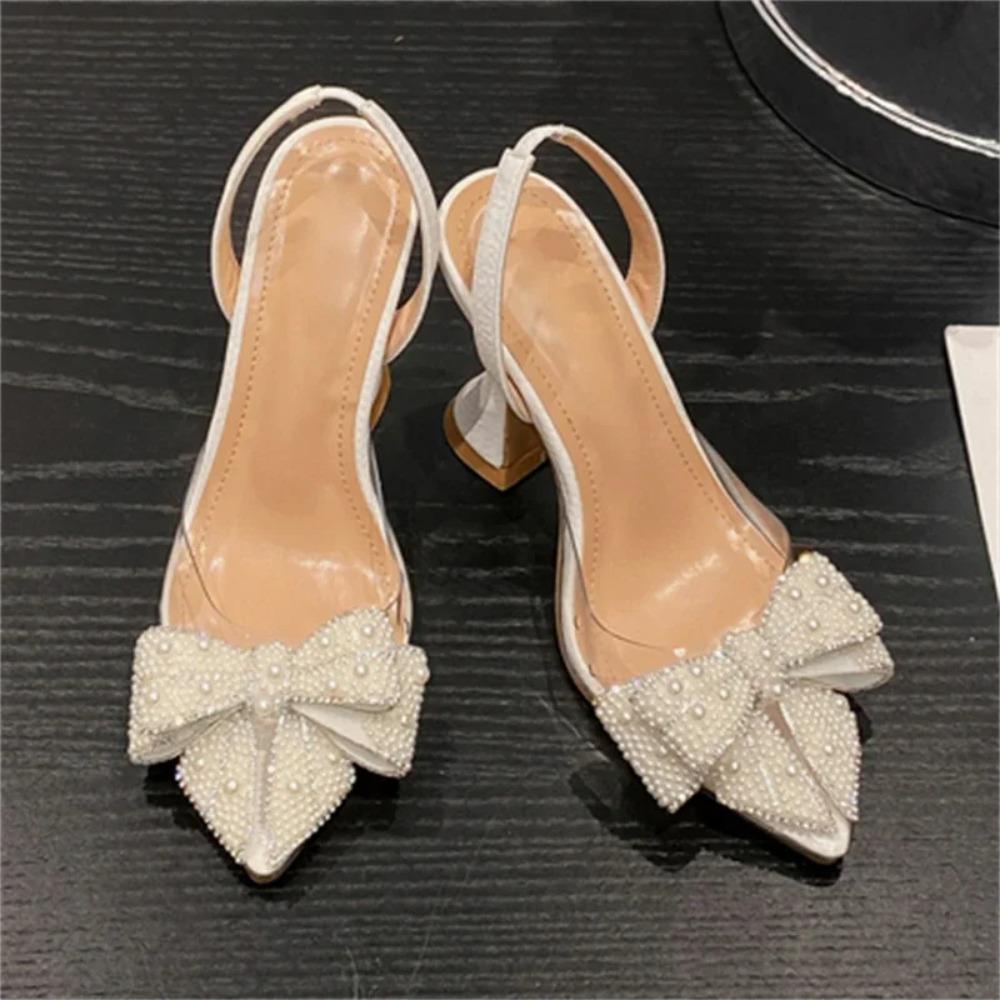 Eilyken Butterfly-knot PVC String Bead Women Pumps Sandals Fashion High Heels Mule Shoes Size 35-42