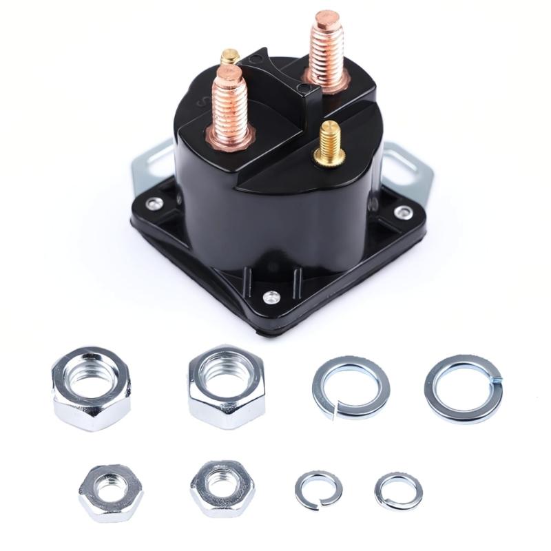 SS598T 12V 300A Starter Solenoid, External Mount Bolt Post Component with Base Plate for Starting System Replacement and Wiring Repair Work