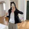 Korean Style Grey Round Neck Knit Cardigan for Women - Autumn/Winter Slimming Long Sleeve Top