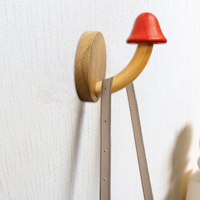 Wooden Mushroom Wall Hook Cute No Drill Heavy Duty Multifunctional Keys Bag Towel Clothes Umbrella Door Back Hanger Bathroom Kitchen Supplies