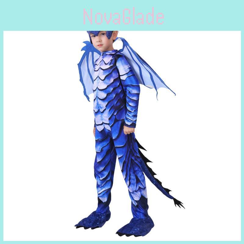 Ice Frost Dragon Cosplay Outfit For Children Made Of Polyester With Long Sleeves For Party Fun