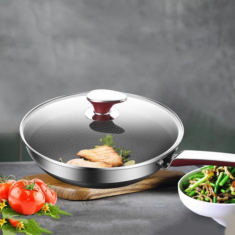 Kangbahe Shimani 32cm 316 Stainless Steel Honeycomb Wok