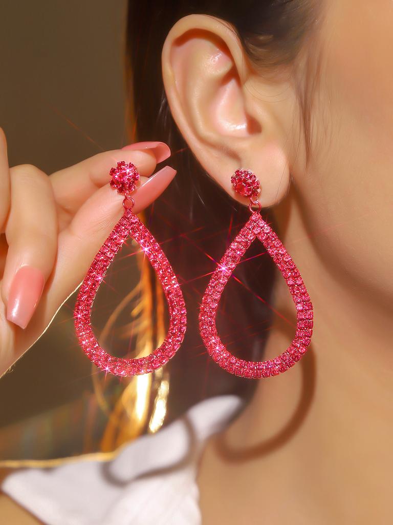 High-end full diamond long earrings for women, fashion temperament rhinestone bridal ear jewelry earrin