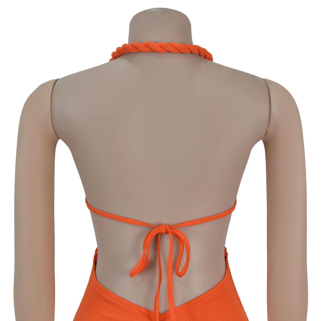 C7407 European & American Fashion: Sexy Knit Halter Backless Dress for Women
