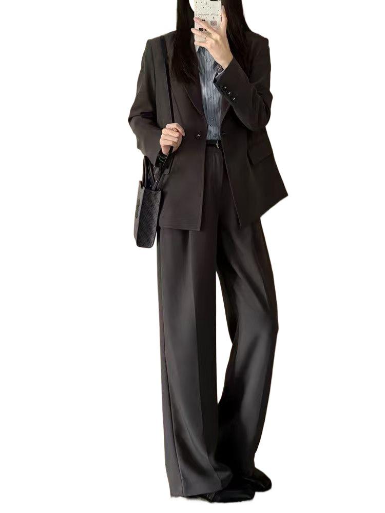 Women's 2024 Spring/Autumn Professional Black Suit: Loose Fit for College Interviews