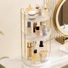 XMWGA Rotating Cosmetic Storage 360 Degree Gold Metal Clear Multifunctional Storage for 3 Box, Rotation, 3-Tier, & Acrylic, Organizer,