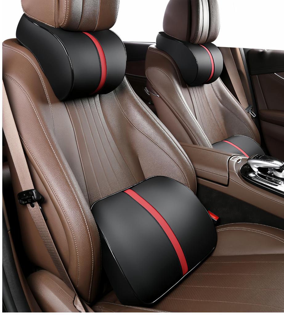 Car Leather Headrest Lumbar Cushion Memory Foam Neck Pillow Lumbar Pillow Car Lumbar Headrest Memory Foam Core
