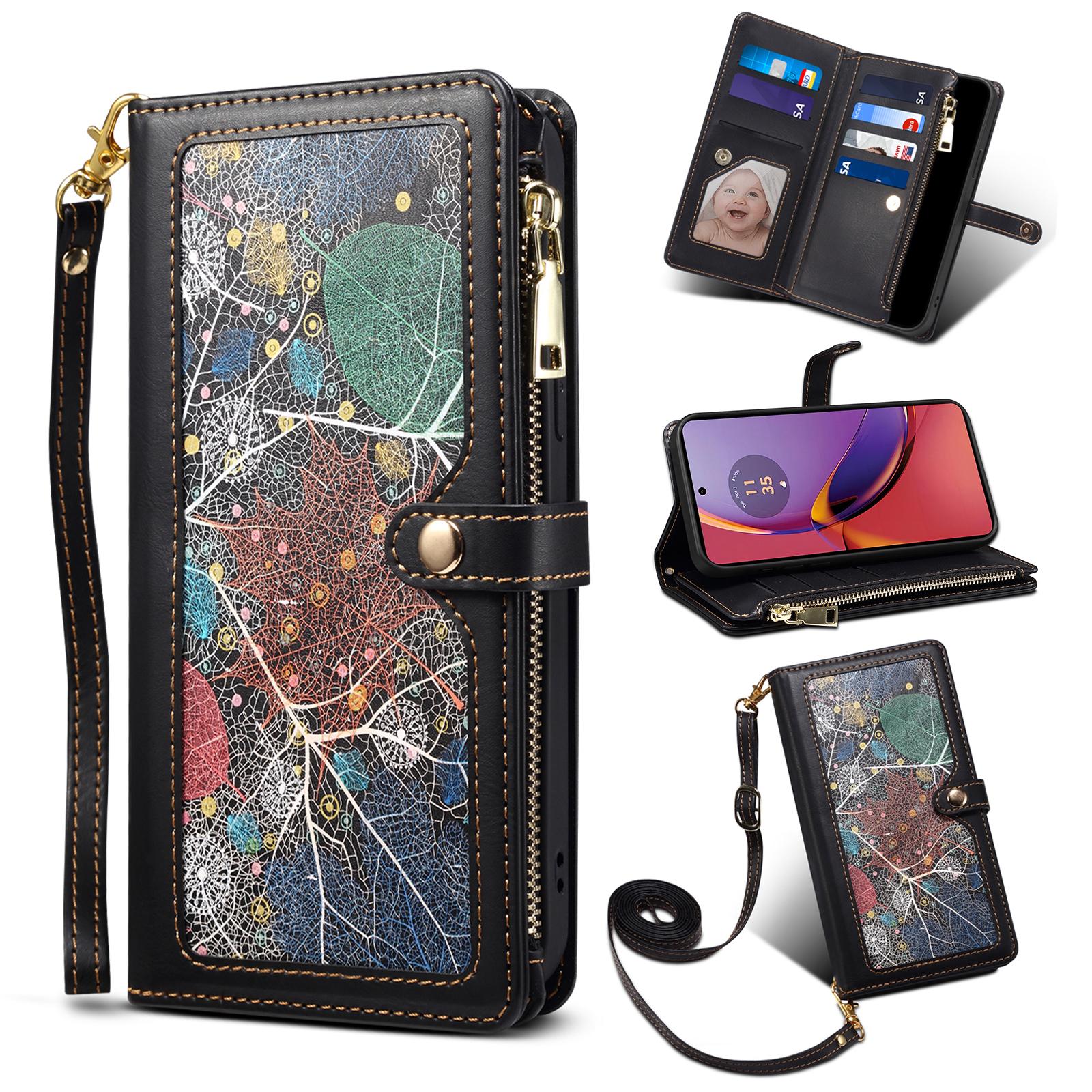 

ESEBLE For Motorola Moto G84 5G Case Zipper Pocket Leather Wallet Phone Cover Black