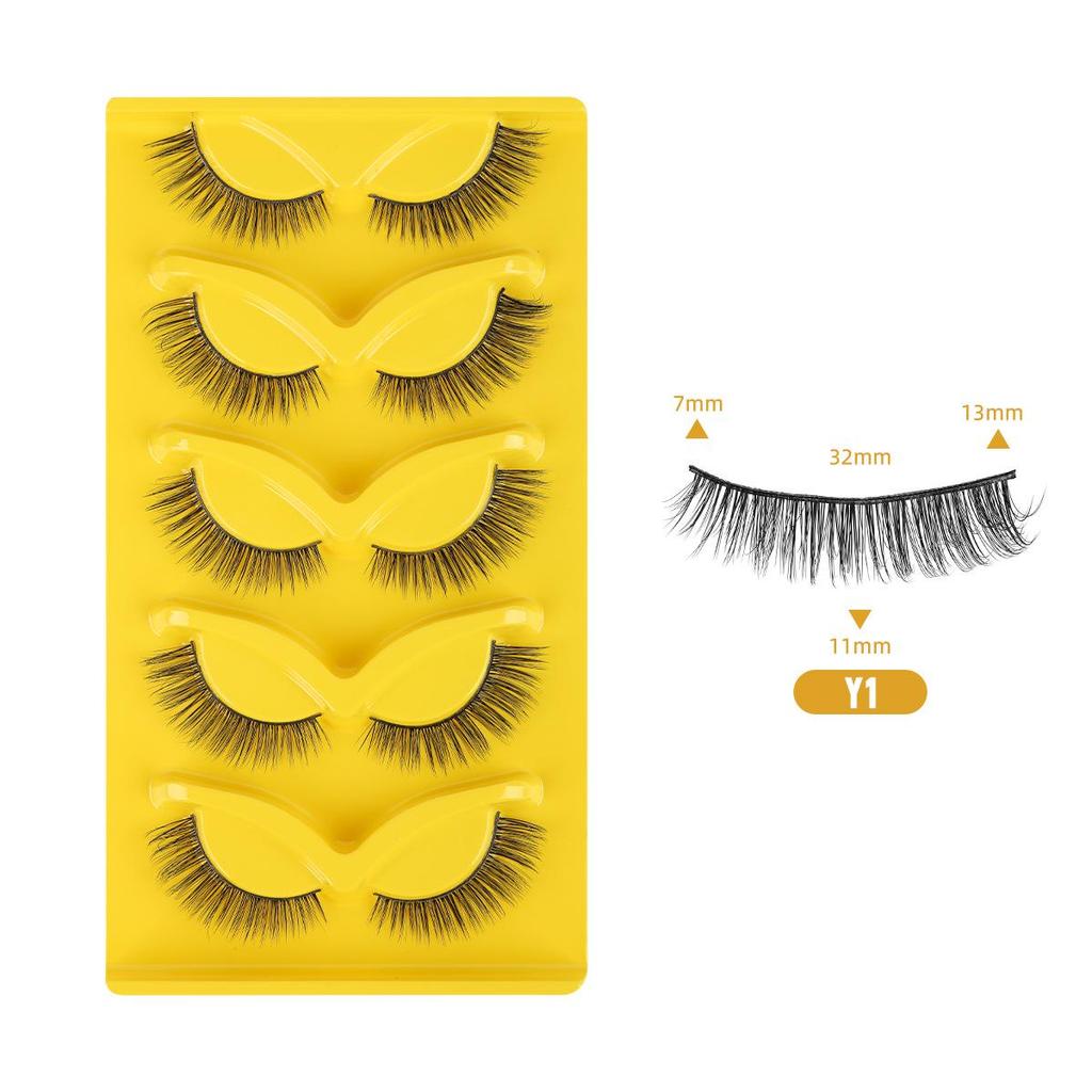 Five-Pair Set of Thick, Curly, 3D Fox-Eye Cat-Eye False Eyelashes