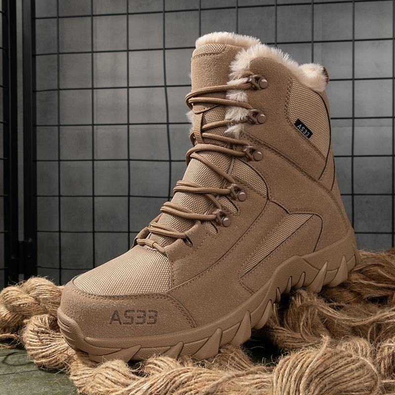 

Zhongbang men s and women s hiking shoes, velvet warm combat boots, hot-selling spring and autumn high-quality military boots 47 коричневий