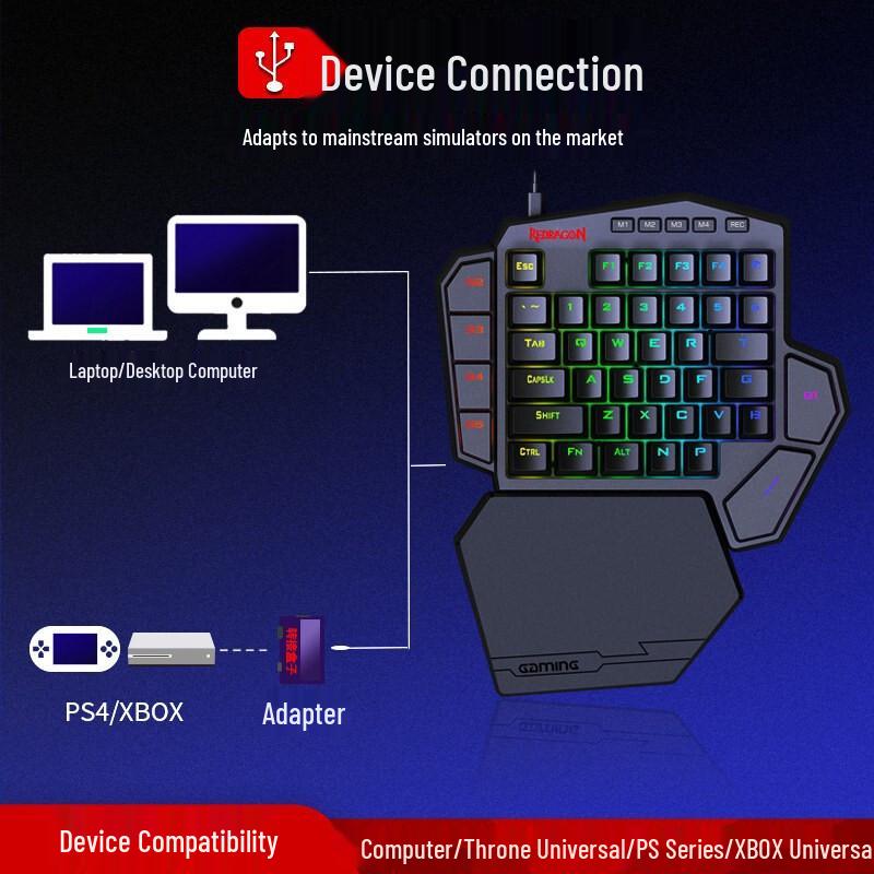 Redragon K585 Dual-Mode Hot-Swappable Mechanical Gaming Keypad with Onboard Macro Programming