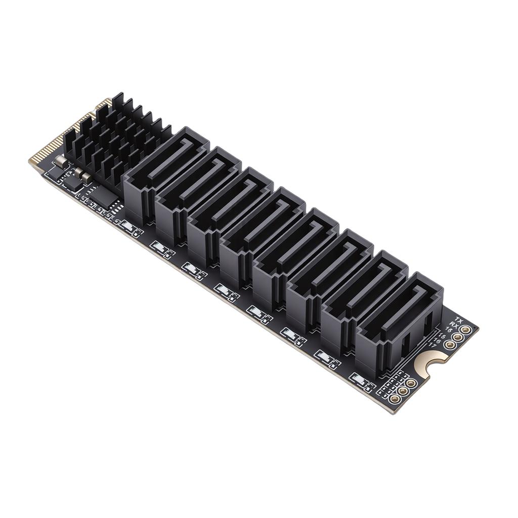 M.2 M Key to 8 Port Serial ATA 3.0 Expansion Card PCIe 3.0 X2 M Key Adapter with LED Indicators Support for Thunderbolt