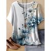 Creative Retro Flower 3D Printed Short Sleeved T-shirt Fashionable Comfortable Soft Breathable Large Loose Womens T-shirt