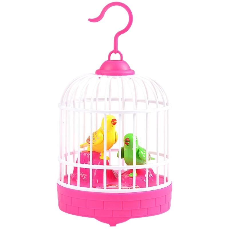 Vogelkäfig-Spielzeug für Kinder, elektrisch sprechende Vögel, beweglich, singend, leuchtend, Puzzle, musikalische Darbietung, Begleitung, Kunststoffspielzeug
