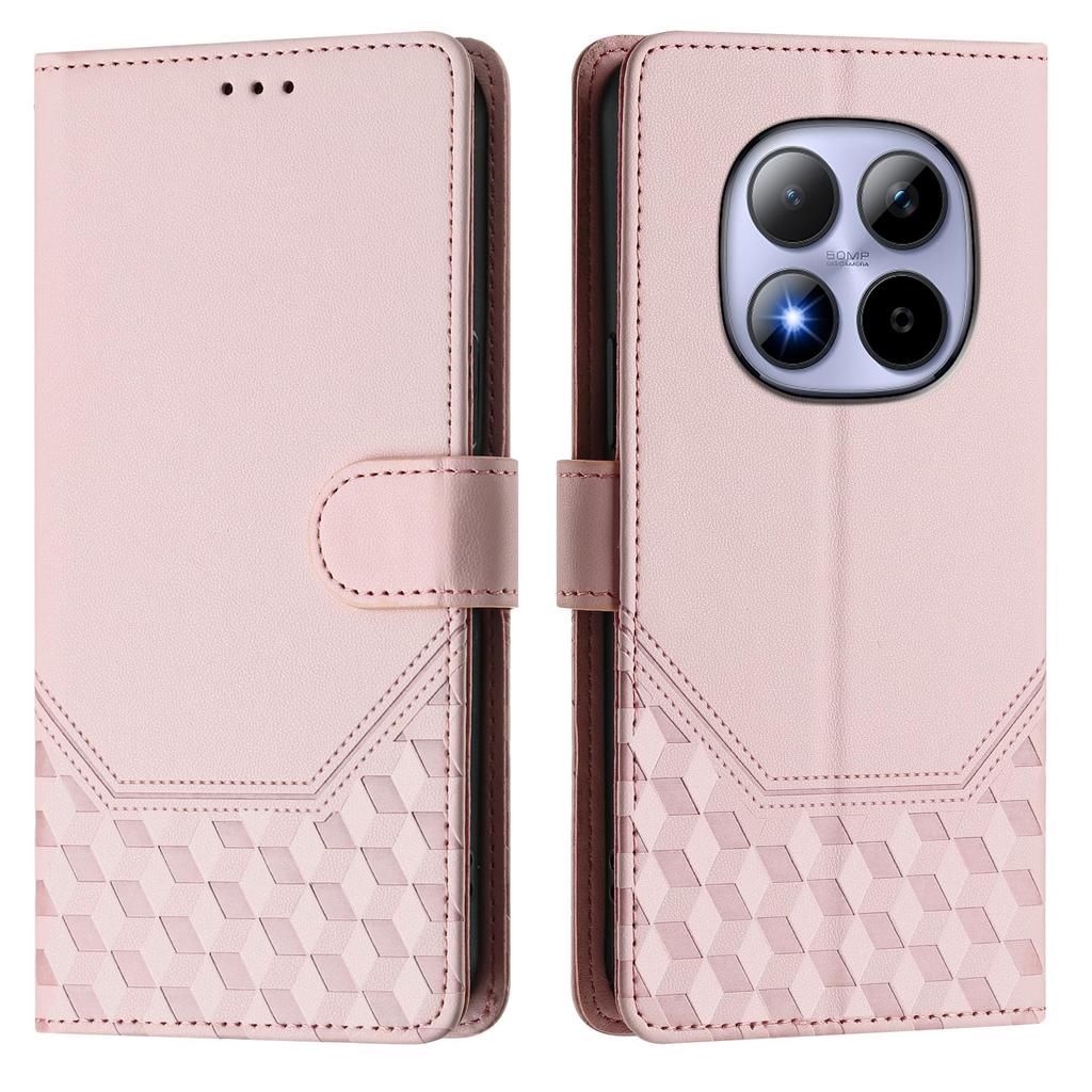 For Xiaomi Redmi Note 15 Pro 5G Case Imprinted Honeycomb RFID Blocking Leather Phone Cover with Strap