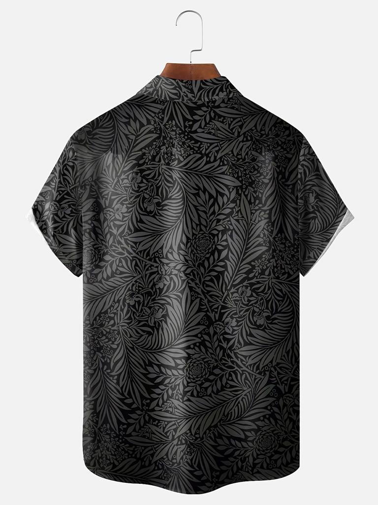 Men'S Plus Size Short Sleeve Hawaiian Shirt with Floral Design