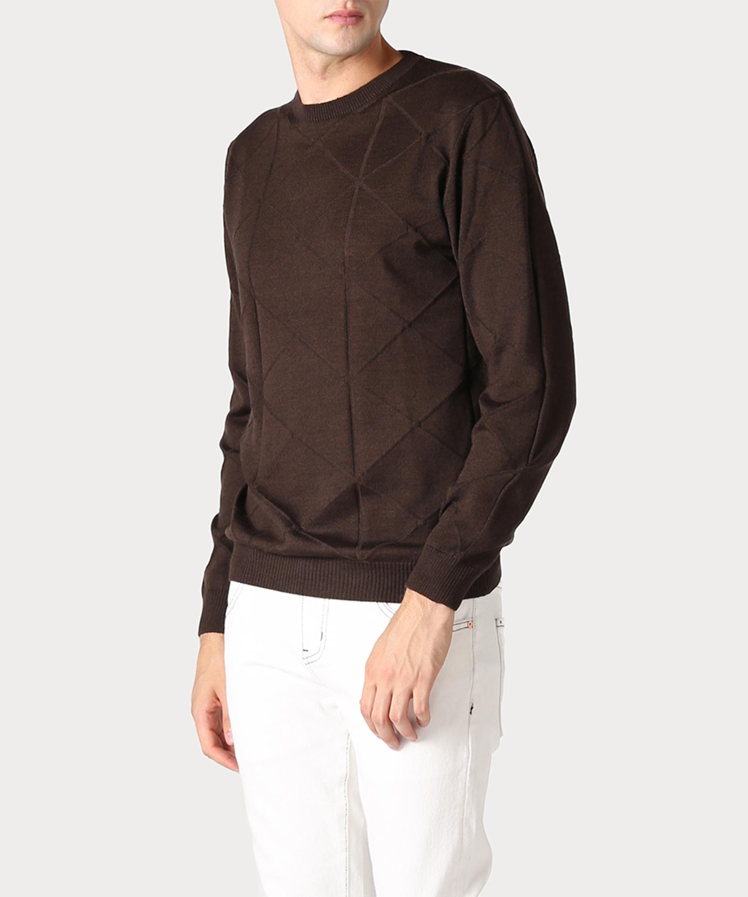Panicalle Marino Wool Round Knit [Brown] Brown/S