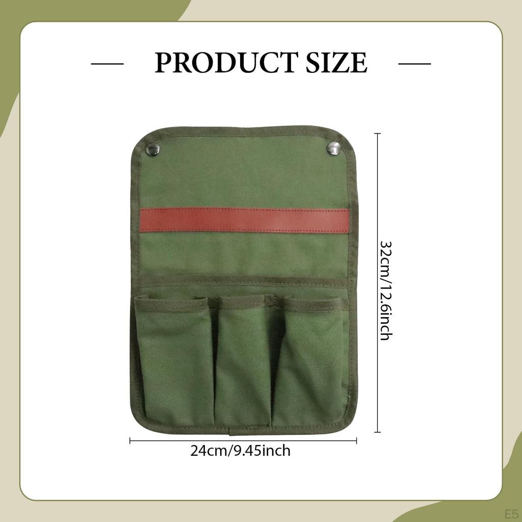 Pouch Beach Organizer Folding Chair Armrest Storage Bag Canvas Multi Pocket Snap Straps