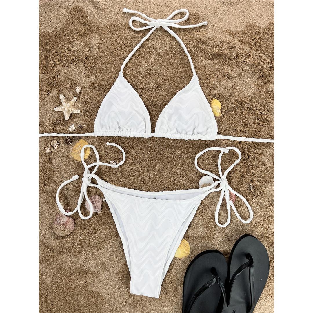 

Сексуальный новый морщинистый Холтер на бретельках, женский купальник, женский купальник, комплект бикини из двух частей, купальный костюм, купальный костюм для леди L белый