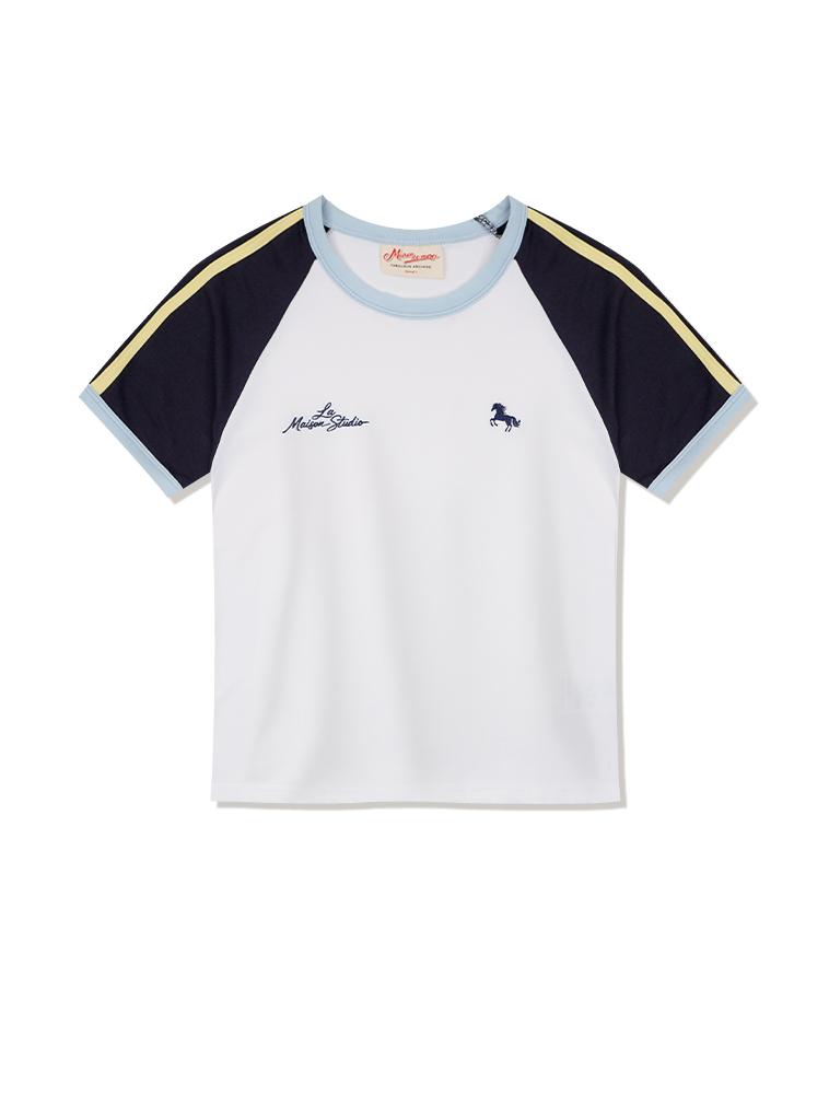 LA MAISON STUDIO Point Symbol Raglan Short Sleeve Whitenavy(Fcg2Ts779W)