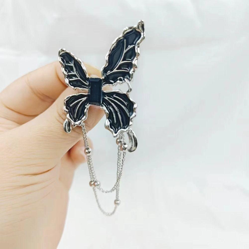 1Pair Wing Metal Butterfly Brooches Rhinestone Butterfly Tassel Badge Pin  Women Gifts