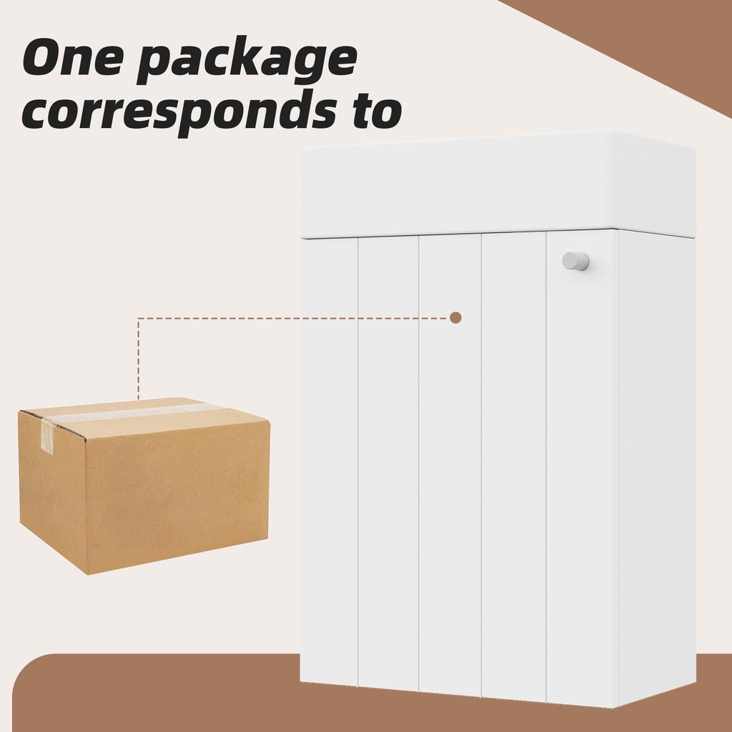 41 x 23 x 62.5 cm, Wall-Mounted Washstand, Water- and Moisture-Resistant Coating, Cabinet Doors with Soft-Close Mechanism, Narrow Dimensions, White.