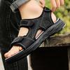 Men's Leather Buckle Sandals  Outdoor Casual Sandals Adjustable Straps for Beach/Walking
